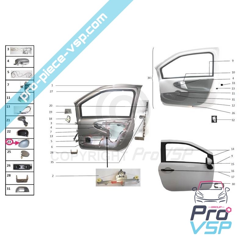 Right mirror hull