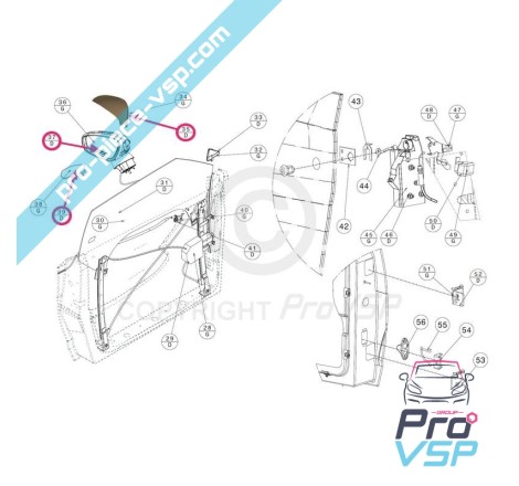 Rétroviseur électrique droit Jdm Xheos