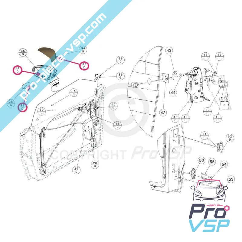 Espejo eléctrico derecho Jdm Xheos
