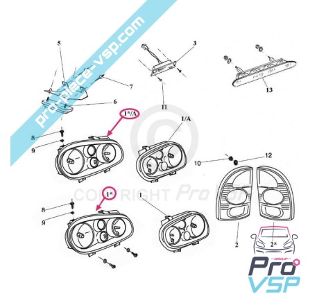 Phare droit pour Italcar T2 , T3