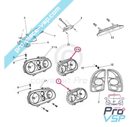 Phare gauche pour Italcar T2 , T3