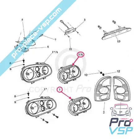 Faro izquierdo para Italcar T2 , T3
