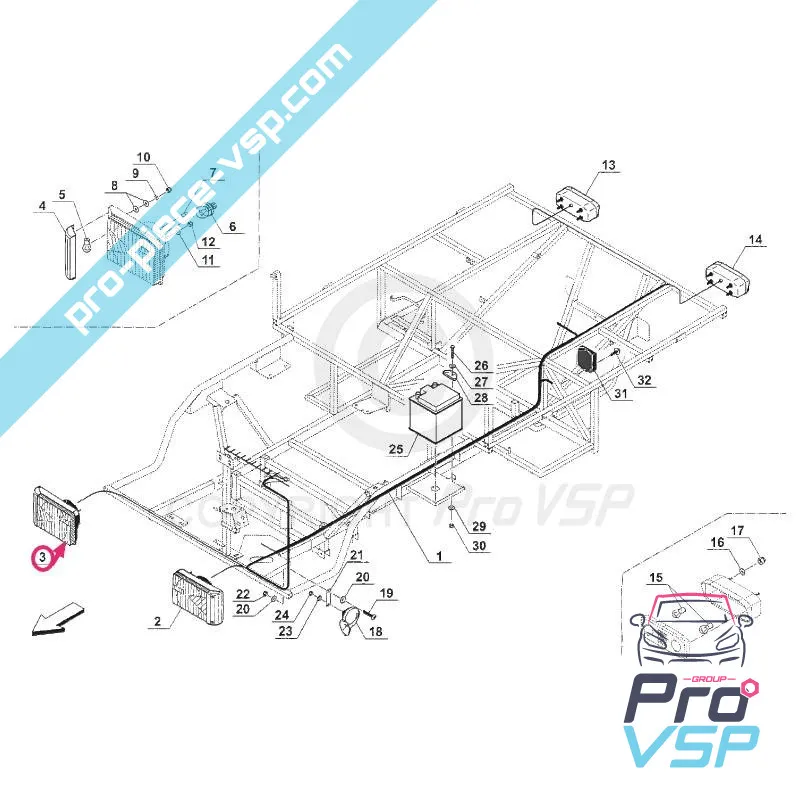 Farul drept pentru camion Bellier , Microcar Sherpa