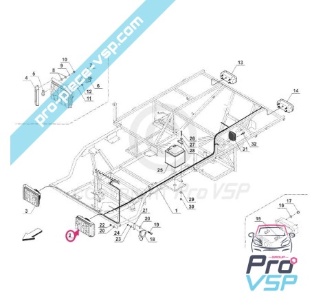 Phare gauche pour camion Bellier , Microcar Sherpa