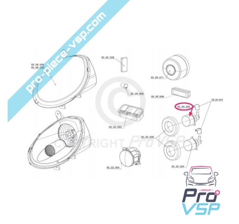 Feu de recul pour Chatenet Speedino , CH26 , CH28 , CH30 , CH32 , Sporteevo , Pick-up , Microcar M8 , Mgo 3 , F8C , Ligier JS RC