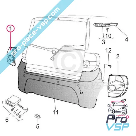 Lumina din spate stângă Casalini M10 , M12