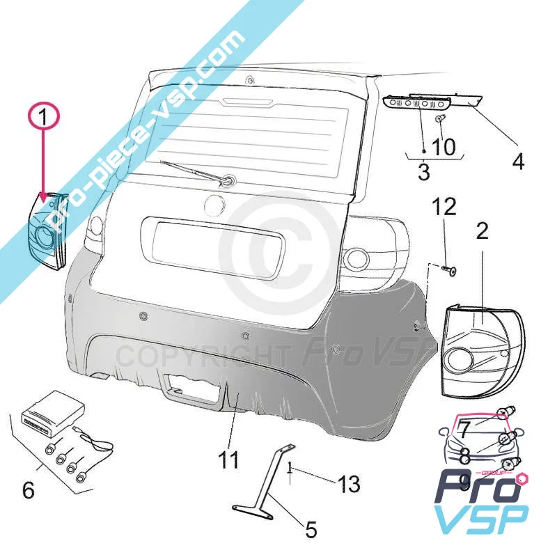 Feu arrière gauche Casalini M10 , M12