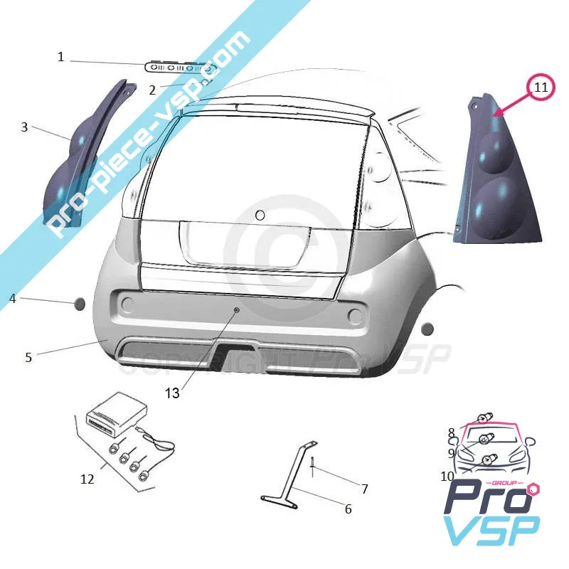 Right taillight for Casalini M14 M20 550