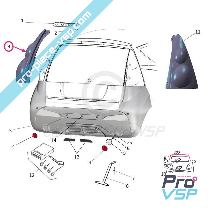 Miroir de rétroviseur droit voiture sans pemis Casalini M14 2.0 M20