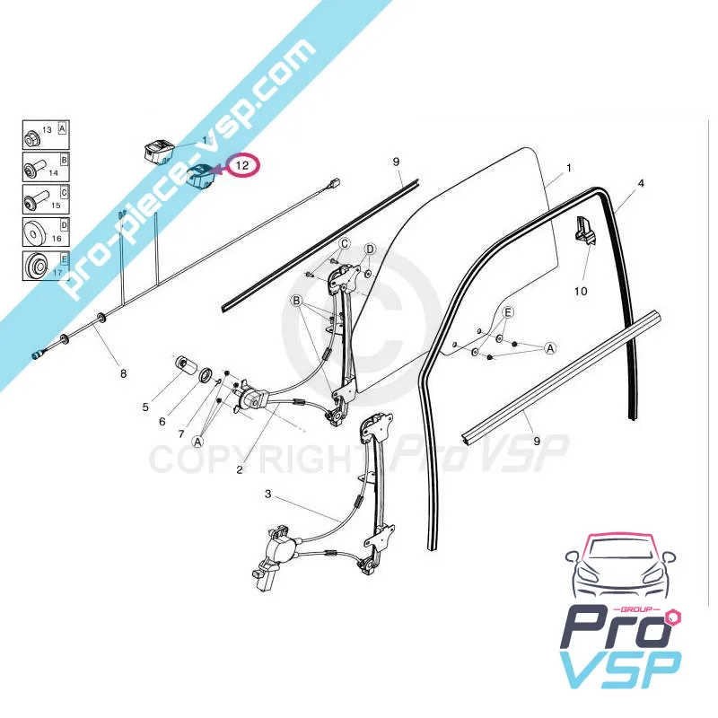 Fensterliftschalter für Ligier Microcar Dué