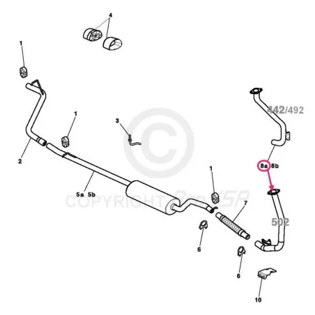 Pakokaasu Microcar M.go 2 , M8 , F8C , Ligier JS RC moottori Lombardini Progress