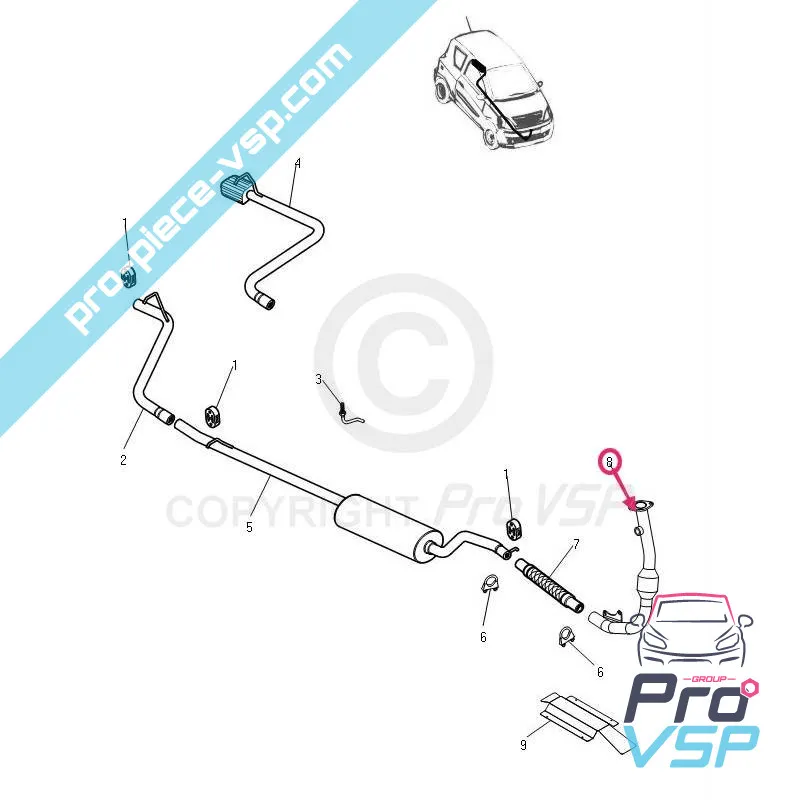 Coletor de escape com catalisador Microcar M.go motor Lombardini lgw 523 MPI