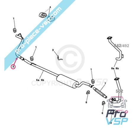 Tube d'échappement arrière Microcar Mgo 2 moteur Lombardini Progress et DCI , M8 , F8C , Ligier JS RC