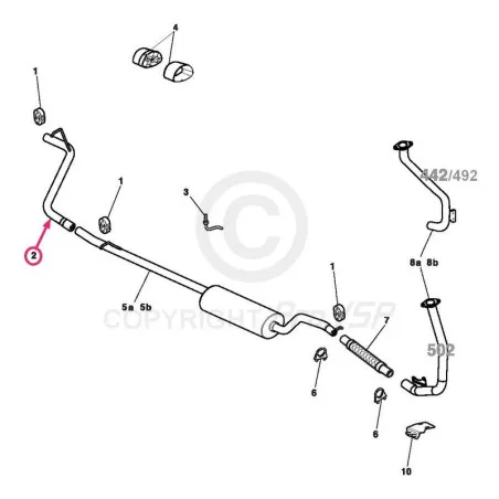 Takapoistoputki Microcar Mgo 2 moottori Lombardini Progress ja DCI , M8 , F8C , Ligier JS RC