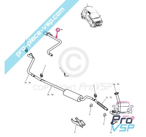 Tube d'échappement arrière avec sortie chromé pour Microcar Mgo moteur Yanmar , Mgo Family