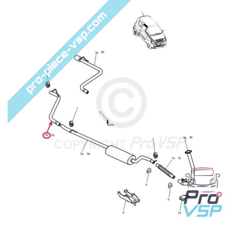 Tube d'échappement arrière Microcar Mgo 1 moteur Yanmar