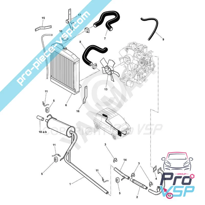 Collecteur d'échappement pour Microcar Mc1 Mc2 moteur Yanmar