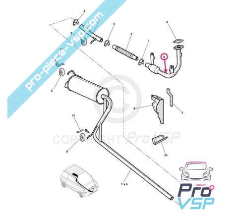 Collecteur d'échappement avec catalyseur pour Microcar Mc Family 4 places essence moteur Lombardini LGW 523 MPI