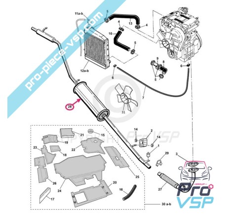 Echappement pour Microcar Virgo 3