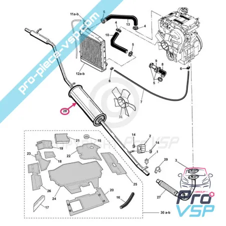 Echappement pour Microcar Virgo 3