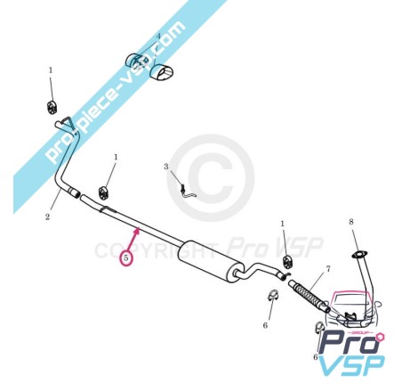 Silencieux d'échappement central + tube d'échappement arrière pour Microcar Mgo , M8 , F8C , Ligier JS RC