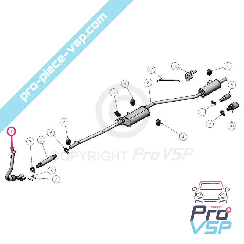 Collettore di scarico con catalizzatore per Ligier Xtoo Max, Be-up Lgw 523 mpi