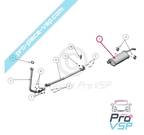 Echappement pour Ligier Nova ( 4 ème montage ) , Be-up ( 3 ème montage ) , Be-two