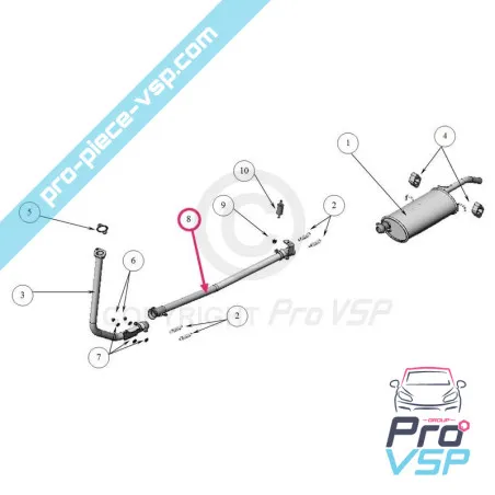 Tubo de escape intermediário para Ligier Nova (4ª montagem), Be-up (3º montagem), Be-two