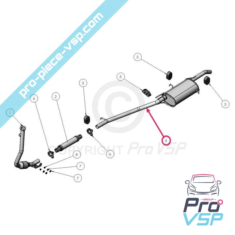 Silent exhaust for Ligier Be-up motorized Lombardini Lgw 523 MPI