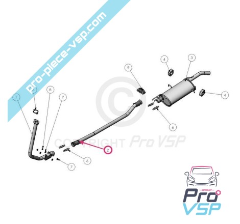 Tube d'échappement intermediaire pour Ligier Xtoo 1 , 2 ( 1er montage )