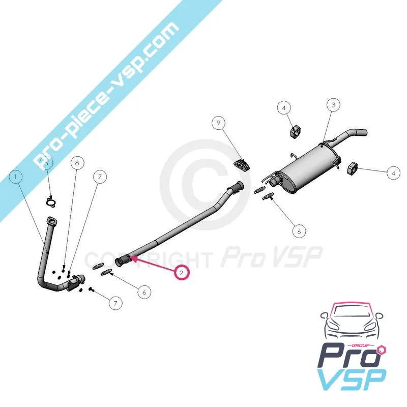 Tube d'échappement intermediaire pour Ligier Xtoo 1 , 2 ( 1er montage )