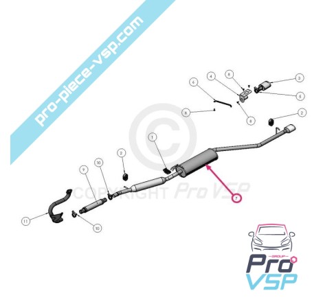 Echappement silencieux + catalyseur pour Ligier Xtoo R , RS , Optimax et Microcar Cargo