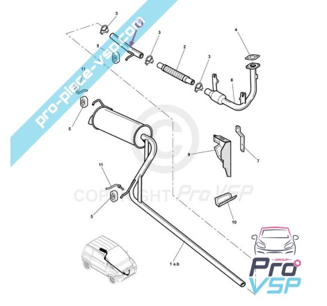 Tube de liaison d'échappement pour Microcar Mc1 , Mc2 avec moteur Lombardini essence