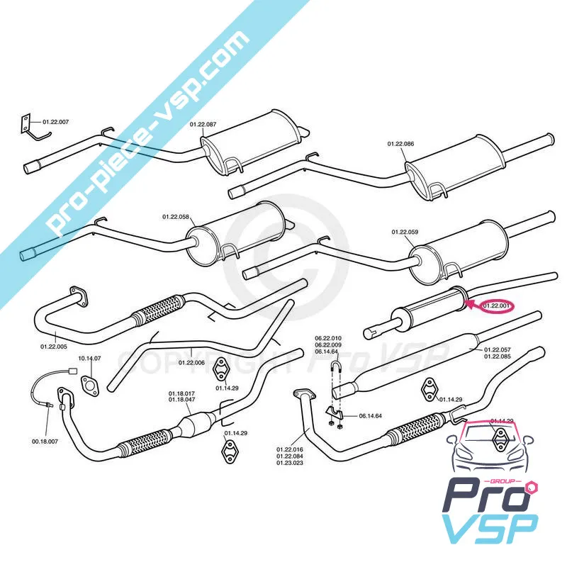 Silencieux d'échappement centrale pour Chatenet Barooder et Speedino