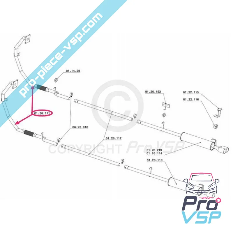 Colector de escape con flexible para Chatenet CH26 , CH32 , Sporteevo motorizado Yanmar