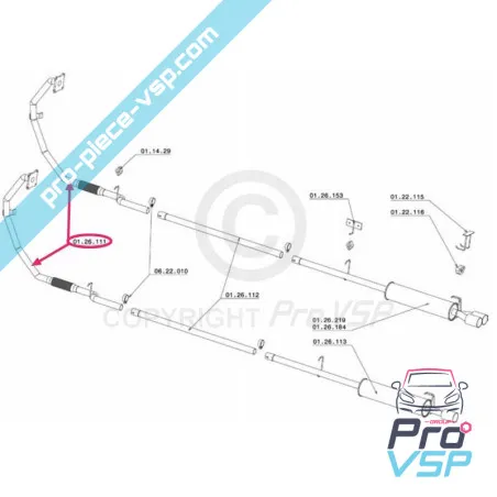Colector de escape con flexible para Chatenet CH26 , CH32 , Sporteevo motorizado Yanmar