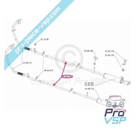 Tube d'échappement intermediaire pour Chatenet CH26 , CH32 , Sporteevo