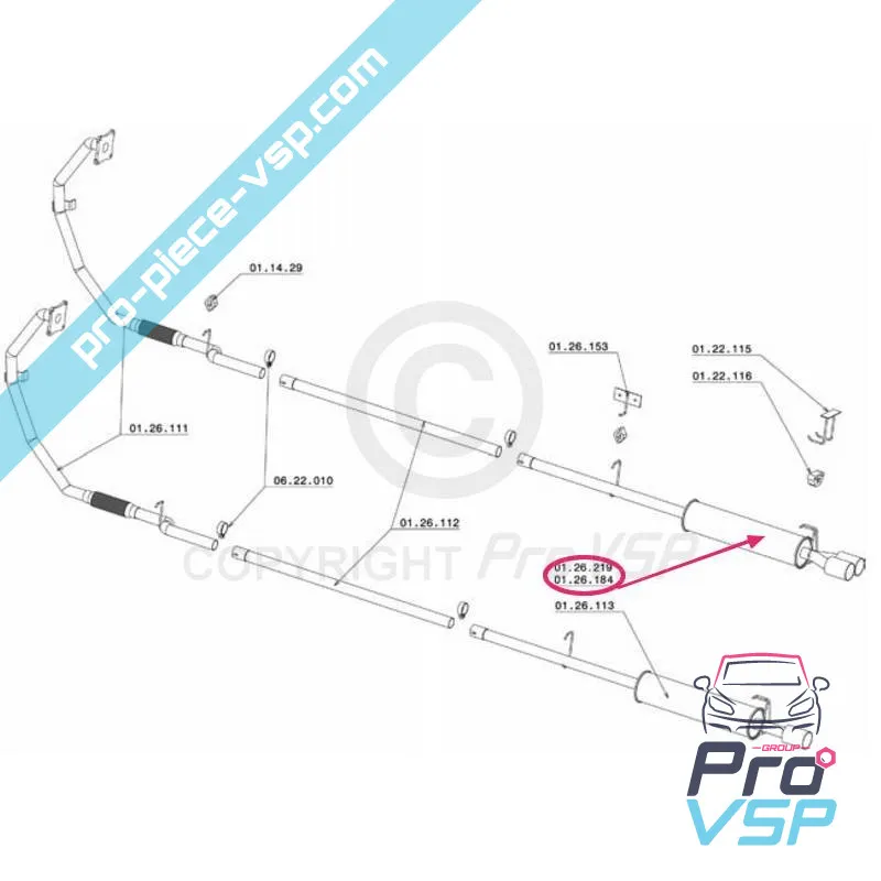 Silenziatore di scarico posteriore Due uscite cromate per Chatenet CH26 motorizzato Yanmar