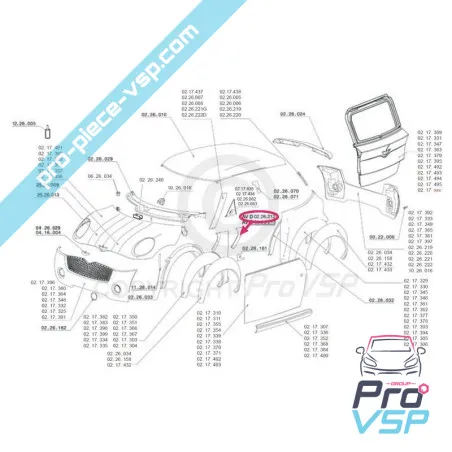 Hubcap ala anteriore dritto in alluminio spazzolato per Chatenet CH26 , CH28 , CH30 , CH32 , Sporteevo , Pick-up