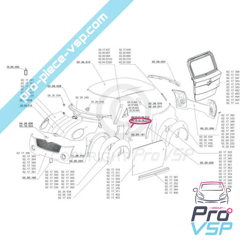 Frontal stânga aripă huccorn aluminiu periat pentru Chatenet CH26 , CH28 , CH30 , CH32 , Sporteevo , Pick-up