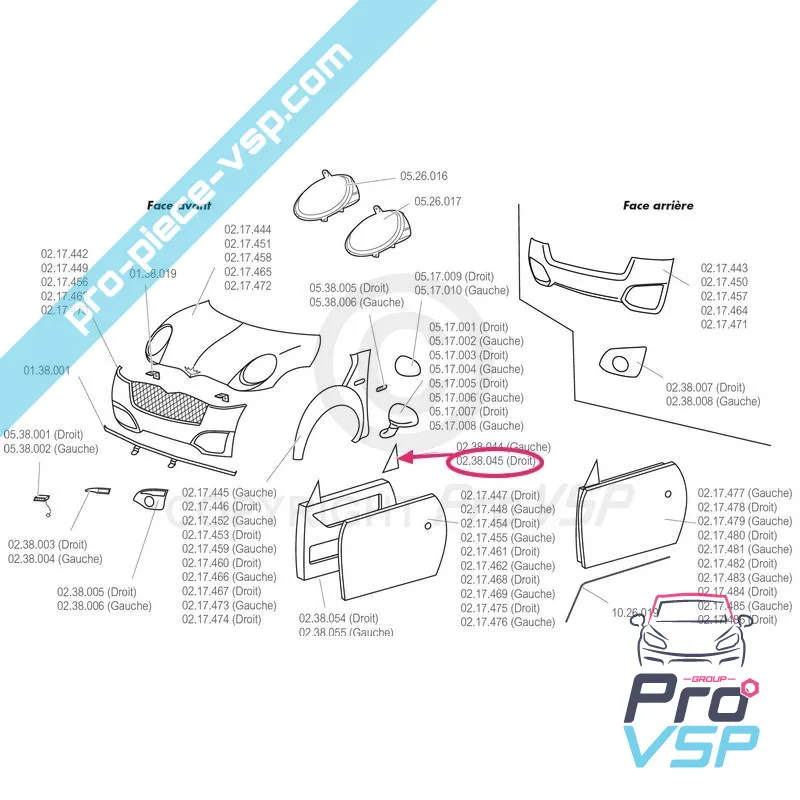 Enjoliveur de porte droite pour Chatenet CH26 , CH28 , CH30 , CH32 , Sporteevo , Pick-up ( phase 2 )