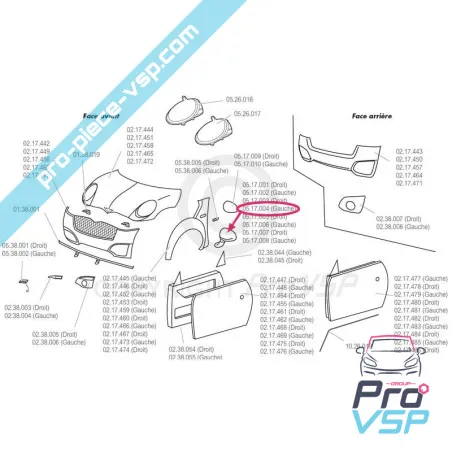 Valkoinen vasen peili Chatenet CH26 , CH32 , Sporteevo , Pick-up (Vaihe 2)