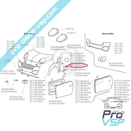 Musta vasen peili Chatenet CH26 , CH32 , Sporteevo , Pick-up (Vaihe 2)