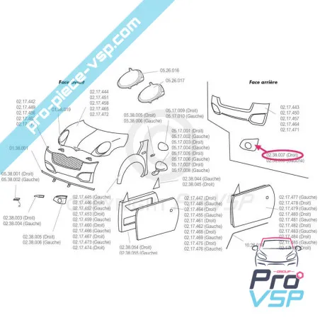 Right hubcard on black back bumper for Chatenet CH26 , CH28 , CH30 , CH32 , Sporteevo , Pick-up (Phase 2)