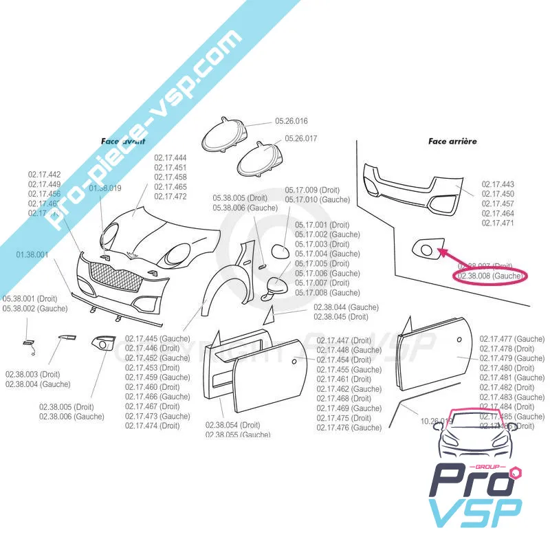 Vasen embolor musta takaisin puskuri Chatenet CH26 , CH32 , Sporteevo , Pick-up (Vaihe 2