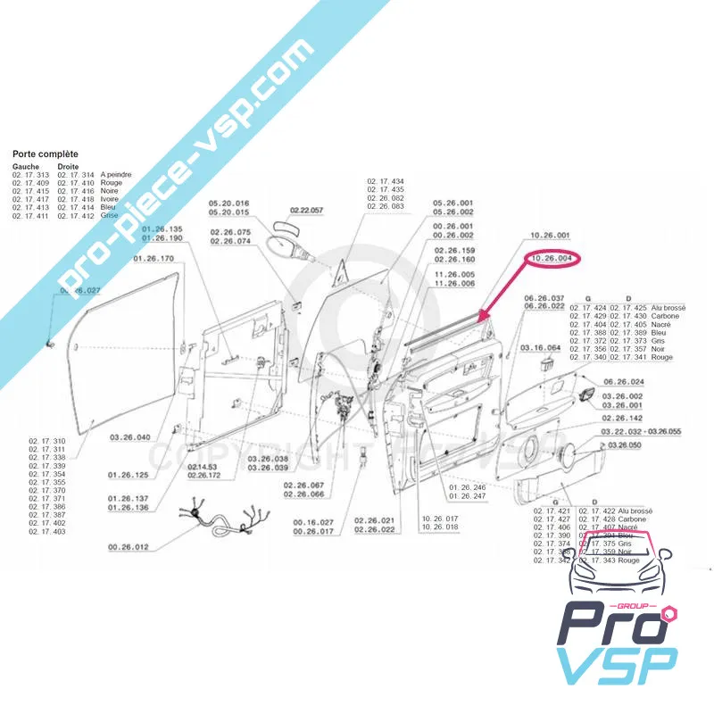 Blocco per la porta interna allentato per Chatenet CH26 , CH28 , CH30 , CH32 , Pick-up , Sporteevo