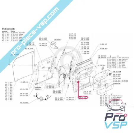 Selo de fechadura da porta direita para Chatenet CH26 , CH28 , CH30 , CH32 , Sporteevo , Pick-up