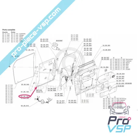 Quadro de porta esquerda para Chatenet CH26 , CH28 , CH30 , CH32 , Sporteevo , Pick-up