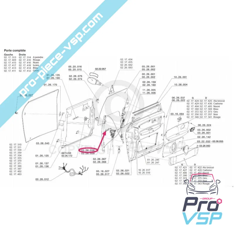 La maniglia della porta all'aperto destra per Chatenet CH26 , CH28 , CH30 , CH32 , Sporteevo , Pick-up