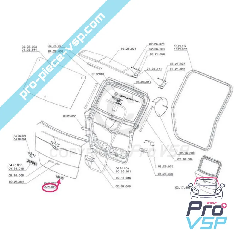 Logo adhesivo CH26 en blanco para Chatenet CH26